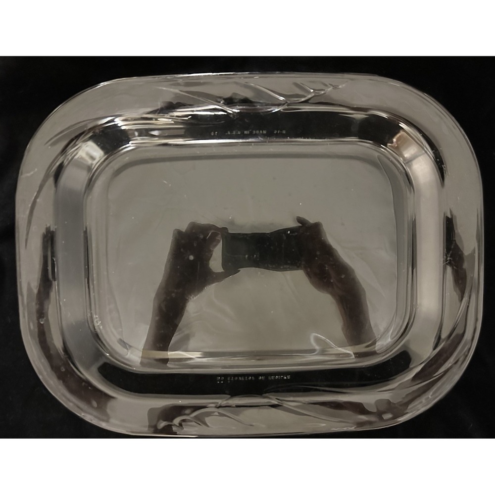 Serving Platter Rectangular Clear Glass  15" X 12" USA